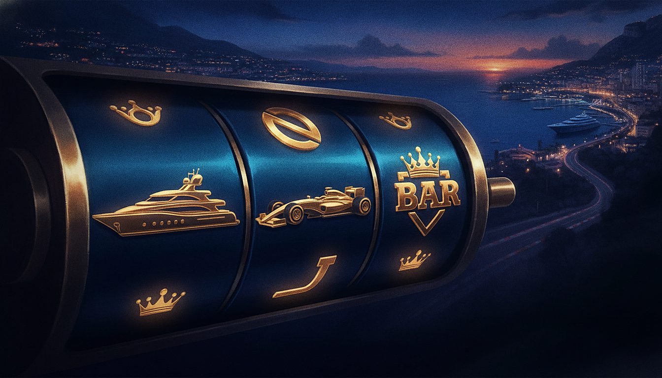 close-up of a lit slot machine reel, neon glow